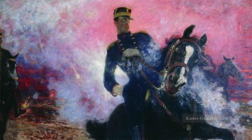  Repin Malerei - belgischer König Albert zur Zeit der Explosion des Staudamms 1914 1914 Ilya Repin